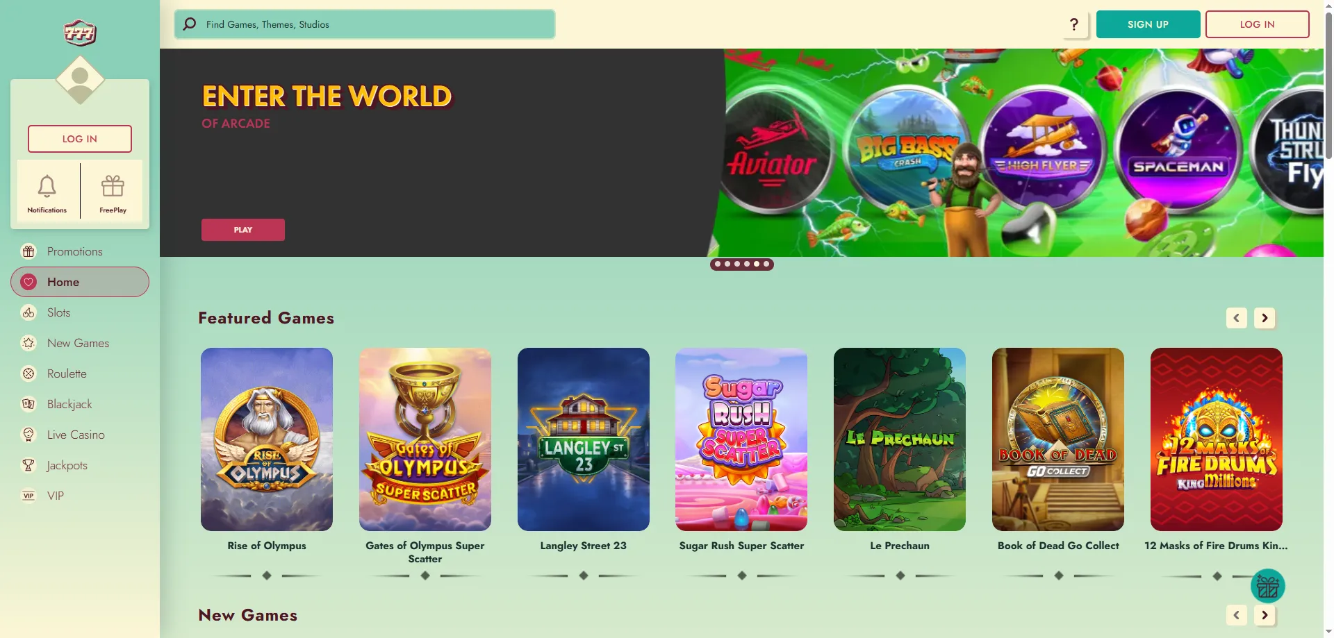 777 Casino online game lobby — wide selection across 12 categories