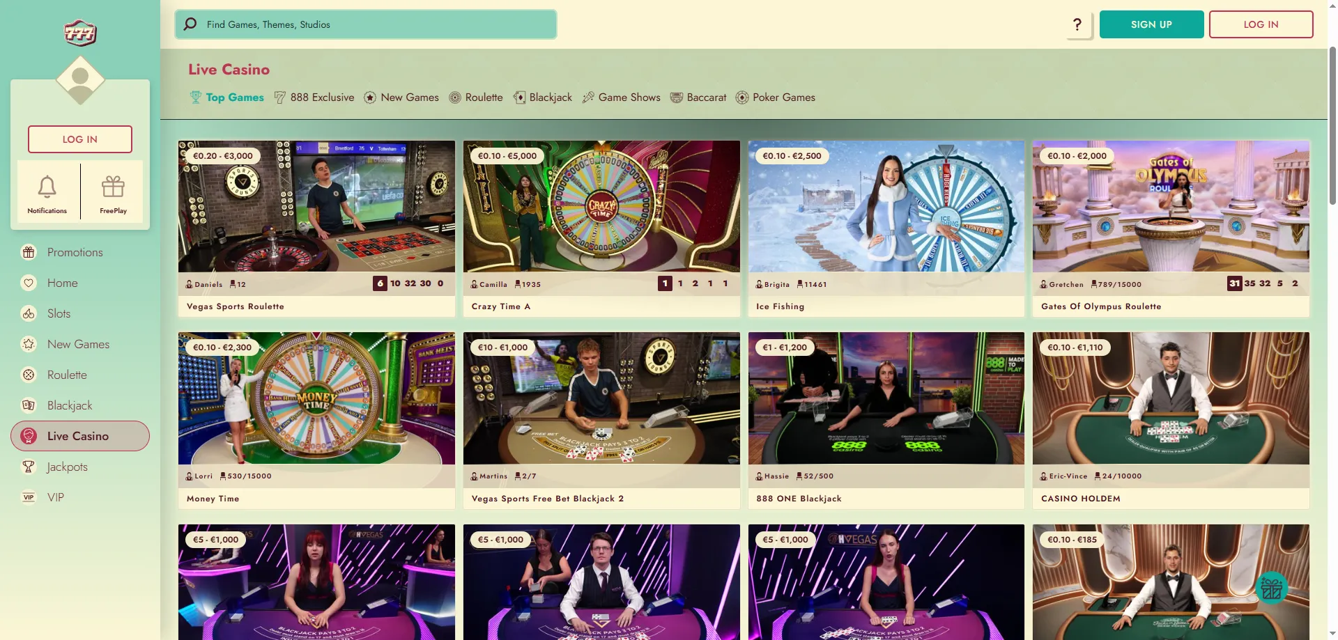 Casino 777 games live — Evolution Gaming live dealer tables